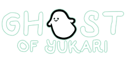 Ghost of Yukari logo featuring a cute ghost with a sweet smile