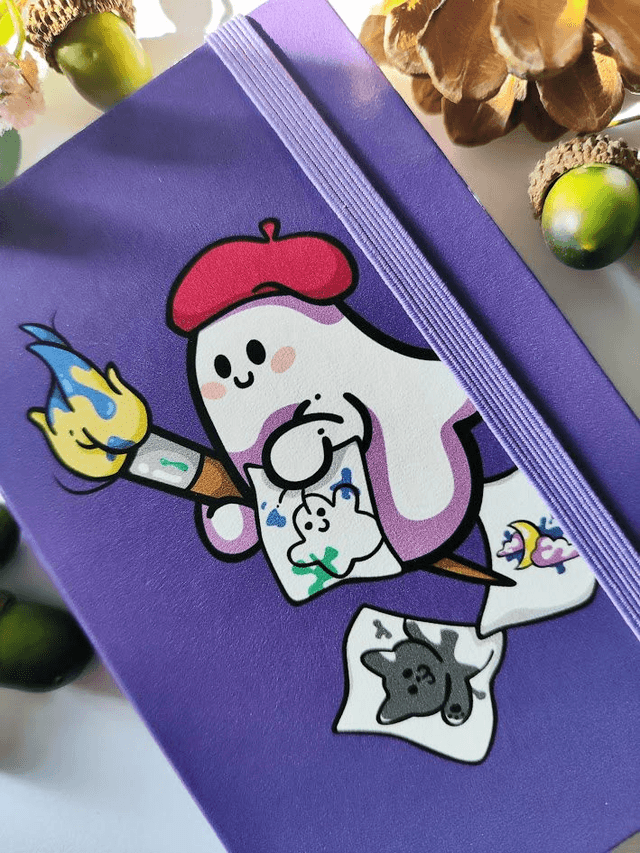 Arty Ghost Plain A6 Leatherette Notebook