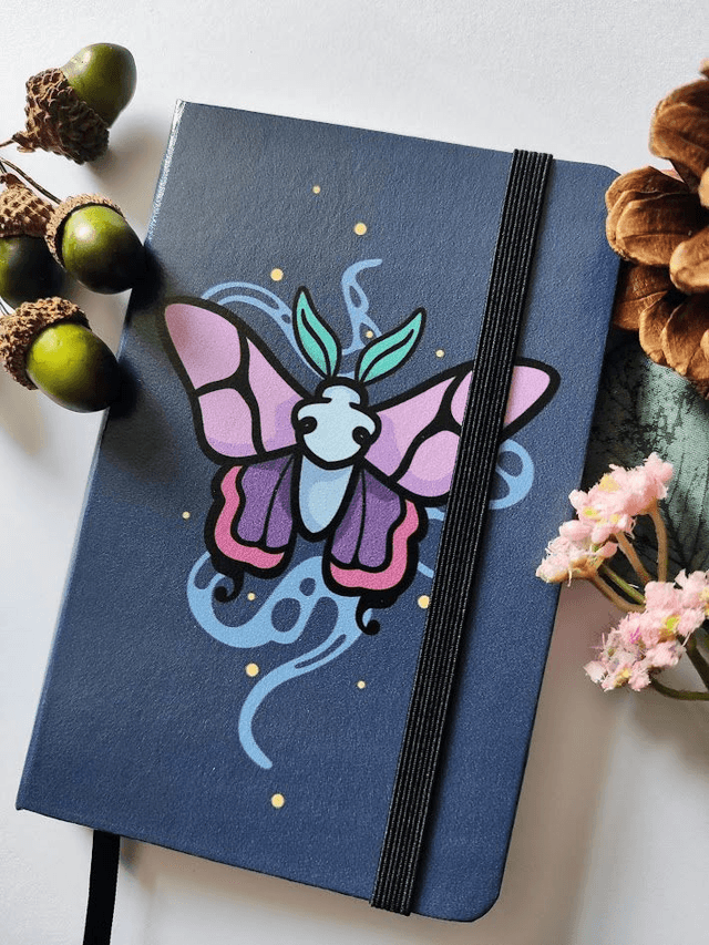 A6 Leatherette Magical Moth Lined Notebook