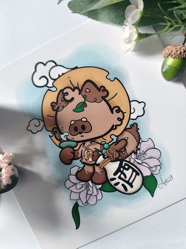 Tanuki Square Print